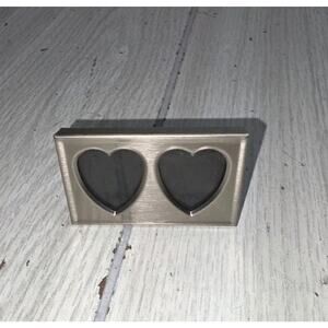 Vtg Silver Double Heart Miniature Easle Picture Frame Photo 4"x3" Small Gallery